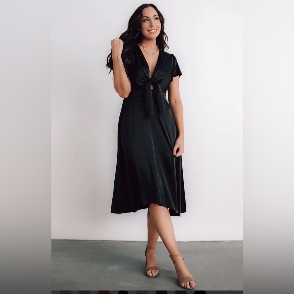 Baltic Born Poppy Satin Midi Dress, black, new with tags, XXL